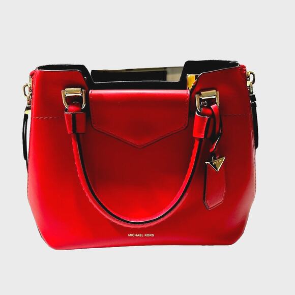 Red Leather Women’s Michael Kors Bowling Bag Jetset Medium - Picture 1 of 7